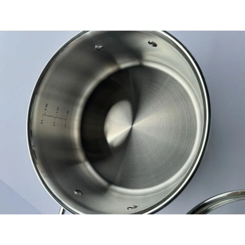 VIKING 3 Ply Stainless Steel Saucepan 2.25 Qt NEW Glass Lid Vent Inudction